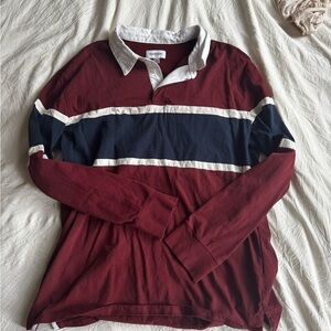 Goodfellow Rugby Burgundy and Navy Striped Shirt